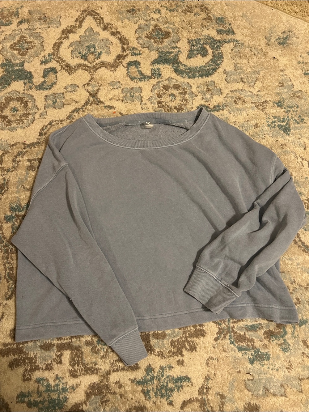 Lou & Grey Cropped Crew Sweatshirt - Dusty Blue